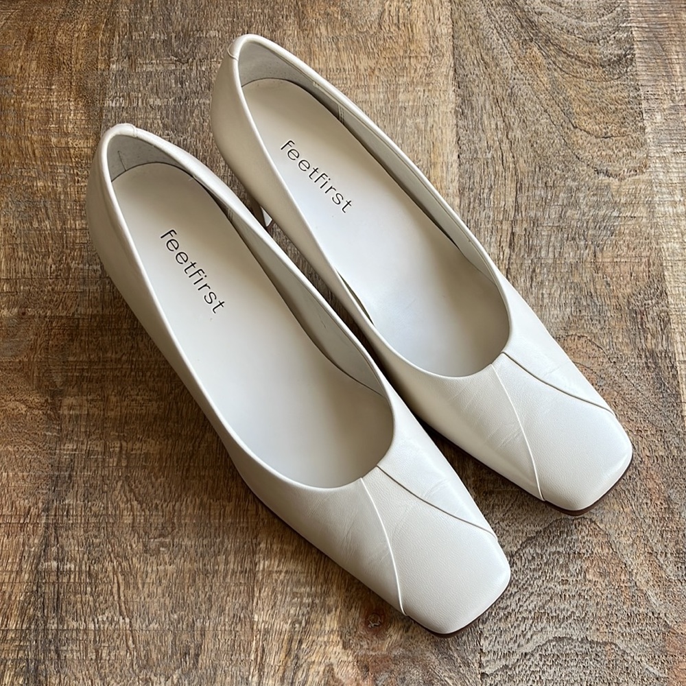 Feet First ivory leather heels